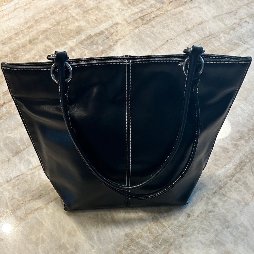 Y2K Wilsons Leather Maxima Black Leather Handbag White Stitching